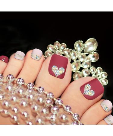 220-Piece 3D Rhinestone Toe Nail Polish Strips - Self-Adhesive Full Wraps with Nail Files | 10 Styles for Women and Girls - Buy Online on GoSupps.com