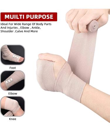 FRESINIDER Elastic Bandage Wrap 4 Pack (2 X 3 + 2 X 4 Wide Rolls) + 24 Clips | Stretch Compression Bandage Up to 15ft | Ideal for Medical, Sports, Sprains | Calf, Ankle & Foot Support - 4 Count - Buy Online on GoSupps.com