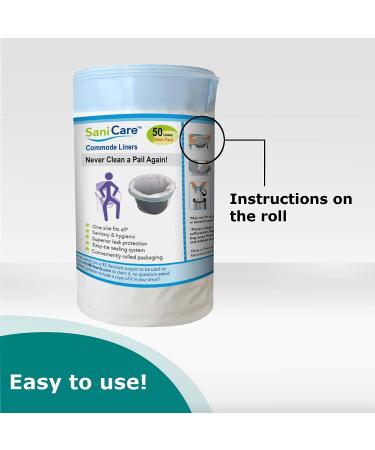 SaniCare Commode Liners Value Pack - Disposable Bedside Commode Liners - Adult Chair Pail Liners - 50 Count (Pack of 3) - Buy Online on GoSupps.com
