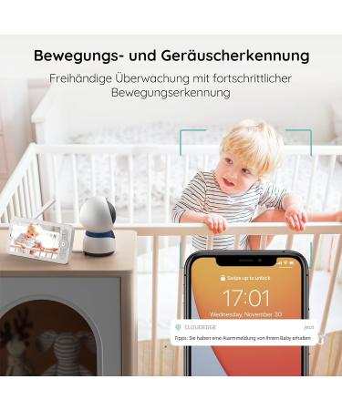 Boifun Baby Monitor with AI Tracking & 1080p HD Camera | 5 LCD Display Zoom & Zone Alarms - Perfect for International Shipping - Buy Online on GoSupps.com