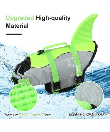 Emust Dog Life Jacket - Adjustable Size for Small Medium & Large Dogs | Water Safety Vest with Rescue Handle for Swimming & Beach - Green - Buy Online on GoSupps.com