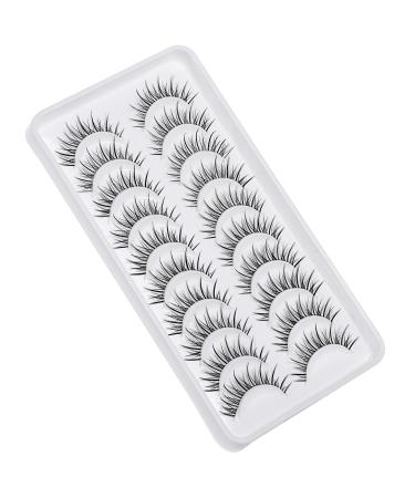 Outopen Manga Lashes 10 Pairs Pack - Japanese Anime & Korean Asian Style | Natural Look, Wispy Spiky, Short Fake Eyelashes with Clear Band - C-Clear Band Y6 | 8-13mm - Buy Online on GoSupps.com