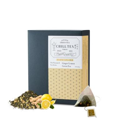 CHILL TEA Tokyo CHILL TEA Tokyo Ginger and Lemon Tea - 100% Japanese Loose Leaf Green Tea - 100% Plastic-Free Bags - Spicy and Lemon Flavor (30 Bags)