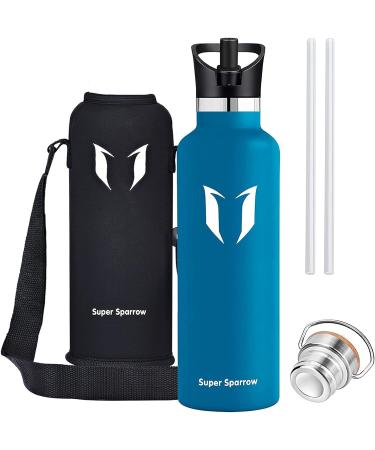 Super Sparrow Stainless Steel Water Bottle - Vacuum Insulated Metal Flask - BPA Free - Sea Blue 620ml - Buy Online on GoSupps.com