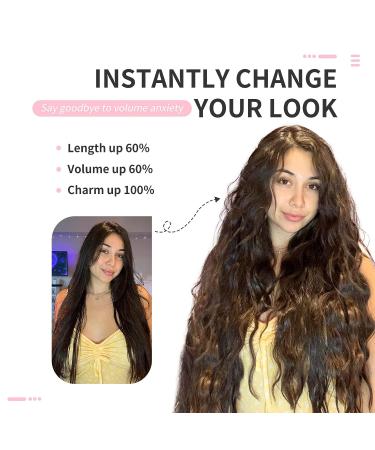 FLUFYMOOZ 24 Inch Natural Black Clip In Hair Extensions - Long Mermaid Waves Synthetic Hairpiece for Women - Buy Online on GoSupps.com