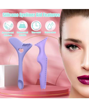 Eyeliner Stencils Aid 2 Pcs Silicone Eyeliner Tool Eyeliner Applicator Tool for Eyelash Lipstick Eyeliner (Purple) - Buy Online on GoSupps.com