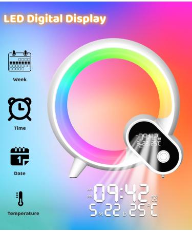 Light Alarm Clock | Daylight & Radio Alarm with Bluetooth & App Control | 12 Natural Sounds & Bedside Lamp for Adults - Buy Online on GoSupps.com