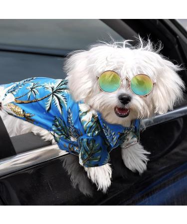 Geyoga 3-Piece Hawaiian Dog Costume Set - T-Shirt, Sunglasses, and Wreath for Small to Medium Dogs in Blue Series - Buy Online on GoSupps.com
