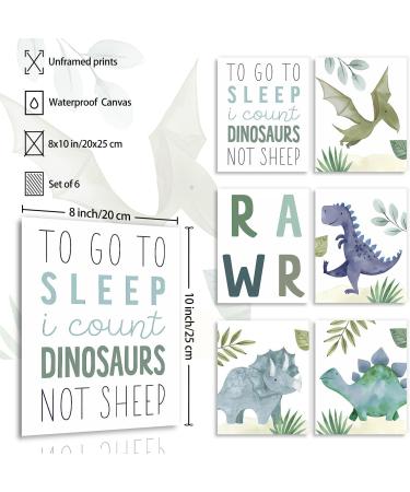 Shop Dazallewall Abstract Dinosaur Wall Art - Cartoon Watercolor Canvas Prints for Boys' Room Decor | Set of 6 (20x25 cm Unframed) - Buy Online on GoSupps.com