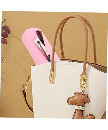 Angoily Silicone Makeup Brush Organizer Bag - Pink Cosmetic Brush Holder & Storage - Small Makeup Bags (20.5x6.5cm) for International Shipping - Buy Online on GoSupps.com