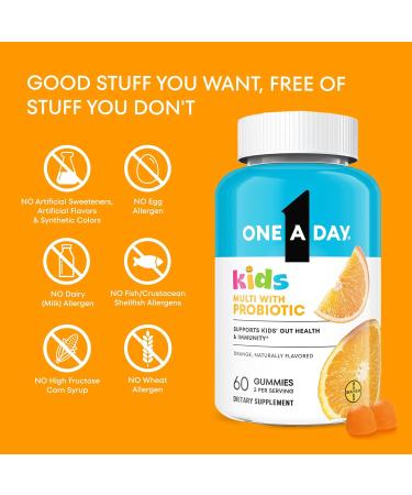One A Day Kids Multivitamin with Probiotic Multivitamin Gummies Kids Probiotic for Digestive Health Gummy Vitamins with Vitamin D for Immune Support Orange Flavor 60 Count - Buy Online on GoSupps.com