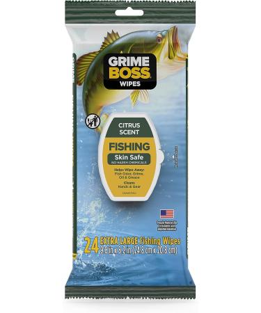 Grime Boss Fishing Wipes (5 x 24ct) - Removes Dirt, Cleans Hands, Rods, Reels, Tackle Boxes | Eliminates Fish Odor, Slime & Oil - Buy Online on GoSupps.com