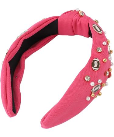 Rhinestone Knotted Headband Valentine's Day Headband Women Acrylic Rhinestone Wide Knotted Headband for Festivals (Rose Red) - Buy Online on GoSupps.com