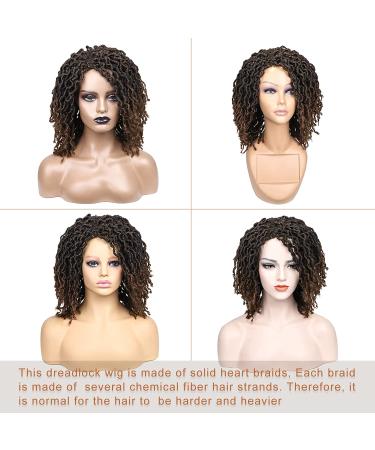 FAVE Short Braided Wig | Dreadlock Wigs for Black Women | Faux Locs Wig with Brown Highlights | Afro Braids Wig | Low Temperature Synthetic Hair (Ombre Brown) - Buy Online on GoSupps.com