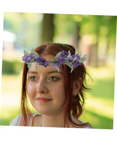 MUSISALY Floral Crown Flower Girl Tiara Flower Crowns for Flower Crown Green Bridal Hair Accessories Fairy Headband Hair Coils Fiesta Headbands Purple Garland Flowers Bohemia Bride - Buy Online on GoSupps.com