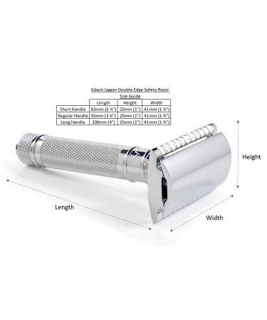 Edwin Jagger Double Edge Safety Razor with Knurled Short Handle + 5 Blades - Buy Online on GoSupps.com