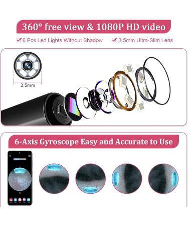Ear Wax Removal Tool with Camera Smart Visual Otoscope for iPhone iPad Android Ear Cleaning Tool with Lights in Rose Red - Buy Online on GoSupps.com
