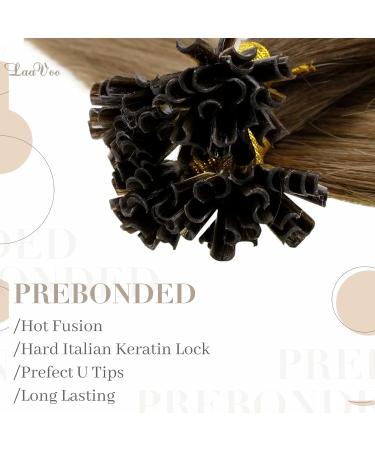 LAAVOO Real Hair Brown Balayage Keratin Bond Extensions 50cm | Medium Brown Ombre #6/8/14 | 50 Strands U-Tip - Buy Online on GoSupps.com