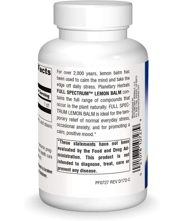 Planetary Herbals Lemon Balm 500mg - Full Spectrum 120 Capsules for Relaxation - Buy Online on GoSupps.com