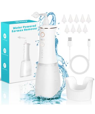 Ear Wax Removal Kit Water Powered Ear Cleaner with 9 Reusable Tips Safe & Effective Ear Cleaning Kit Electric Triple Jet Stream with 3 Pressure Settings IP7 Water Resistant USB Rechargeable