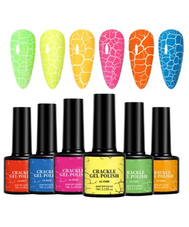 Crackle Gel - 6-Piece UV Color Gel Kit | Durable & Trendy Nail Care for Salon Home and Wedding