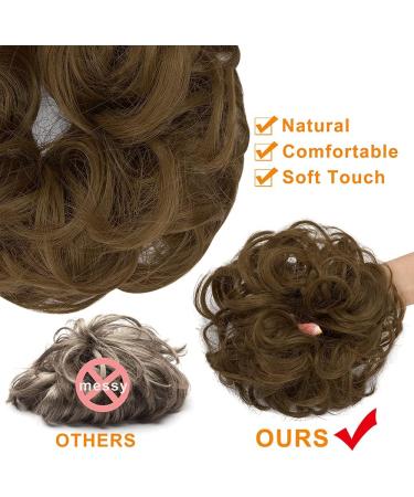 Messy Bun Hair Piece Scrunchie Extension - Curly Wavy Updo Chignon Ponytail | Ginger Brown - 1 PCS - Buy Online on GoSupps.com
