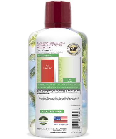 Tropical Oasis Joint Complete Premium - Liquid Glucosamine, Chondroitin, MSM & Hyaluronic Acid, 32oz â€“ Optimal Joint Support with 96% Absorption - Buy Online on GoSupps.com