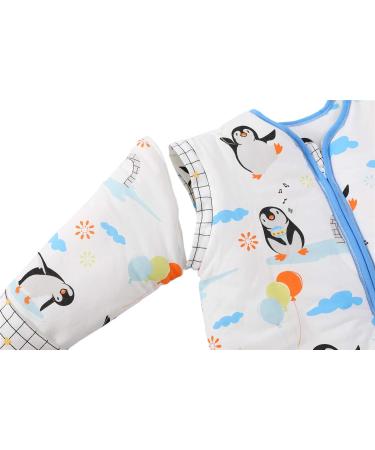 Chilsuessy Blue Penguin Kids Winter Sleeping Bag 3.5 Tog - Adjustable Length, Removable Sleeves - 150cm/6-9 Years - Buy Online on GoSupps.com