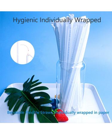 FOREVERIE 100 PCS White Plastic Adaptive Straws Individually Wrapped for Drinking Regular 0.24In Diameter 8.27in Length Bendable Flexible Disposable Soft &Thin 100 Count - Buy Online on GoSupps.com