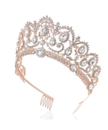 SNOWH Rhinestone Wedding Tiara - Rose Gold Princess Crown for Women and Girls - Buy Online on GoSupps.com