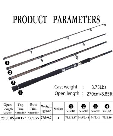 Sougayilang Carp Fishing Rod - Portable High Carbon 4-Piece Blank for Travel | Freshwater & Saltwater Fishing - Buy Online on GoSupps.com