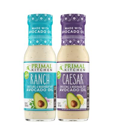 Primal Kitchen Dairy Free Avocado Oil Dressing & Marinade Two Pack - 1 Ranch & 1 Caesar