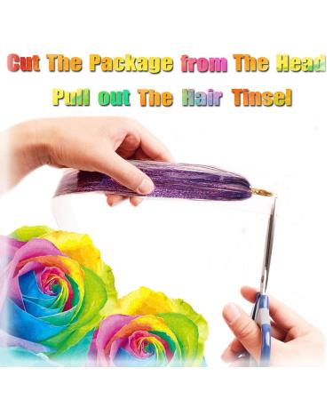 47 Inches Hair Tinsel Kit: 1200 Strands in 6 Colors - Sparkling Shiny Extensions for Colorful Glitter Hair - Includes Tools - Buy Online on GoSupps.com
