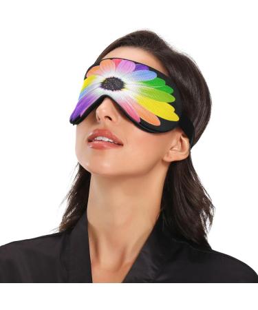 Sleep Mask - Light Blocking Rainbow Flower Eye Mask for Comfortable Sleeping | Adjustable Floral Eye Cover for Men & Women | Perfect for Travel Naps & Work - Buy Online on GoSupps.com