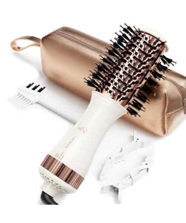Travel Blow Dryer Brush in one Dual Voltage Mini Hot Air Brush Hair Trends Nano Titanium 2 Inch One Step Hair Dryer and Styler Volumizer Oval Shape