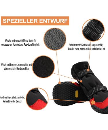 Waterproof Dog Shoes for Medium Dogs - 4 Pack Non-Slip Sole & Reflective Velcro (XXL Red & Black) - Buy Online on GoSupps.com