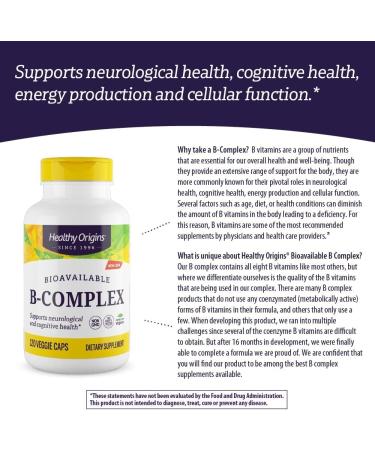 Healthy Origins Coenzymated B-Complex - Supports Brain Health - 120 Veggie Capsules - Buy Online on GoSupps.com