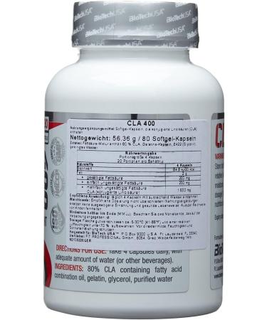 Biotech USA CLA 400 - Effective Fat Burner & Weight Management Pills | Slimming Supplements for Fast Cellulite Reduction (80 Capsules) - Buy Online on GoSupps.com