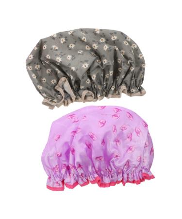 Hemoton 2pcs Shower Cap Satin Turban Plastic Shower Cap Hair Shower Cap Shower Hat Womens Shower Caps Women Bath Hat Lining Peva Practical Shower Caps Bath Hats Bath Caps Aldult