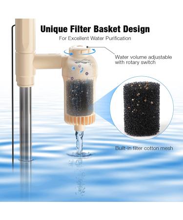 Bedee 6-in-1 Aquarium Vacuum Gravel Cleaner | Electric Fish Tank Cleaner 18W | Automatic Water Changer & Filter | Removable Siphon | IP68 Waterproof | Safer Beige Style - Buy Online on GoSupps.com