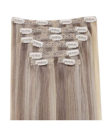 Vivien Clip In Extensions - 7pcs 120g Real Human Hair - Smooth Dark Blonde & Gold Blond #16/22 - 50cm (20 inch) Remy Clip Extensions - Buy Online on GoSupps.com