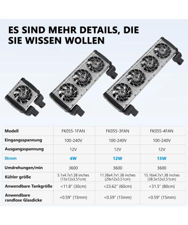 Fishkeeper Aquarium Cooler - Adjustable Air Speed & Timer | Quiet Fans for Freshwater Aquariums Up to 80cm (4 Fans 15W) - Buy Online on GoSupps.com
