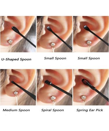 Grang Ear Pick Earwax Removal Kit - 6 Pcs Stainless Steel Ear Cleaning Tools with Keychain Box - Reusable & Utility Ear Cleaner Set - Black - Buy Online on GoSupps.com
