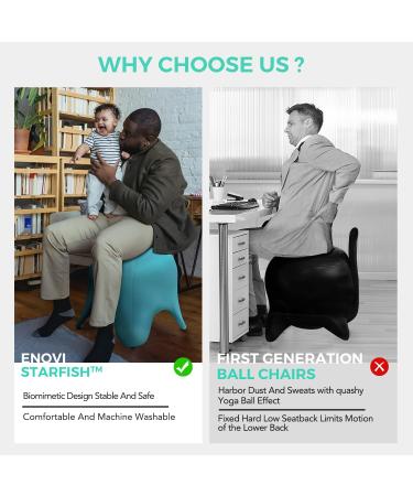 ENOVI Classic Starfish Ball Chair - Deep Space Grey, Ergonomic Design for Home Office, Stability & Balance Ball Seat - Height 5'0-5'10 | Exercise Yoga Ball Chair - Buy Online on GoSupps.com