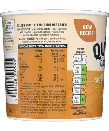 Quaker Oat So Simple Golden Syrup Porridge Pots 57 g (Pack of 24) - Buy Online on GoSupps.com