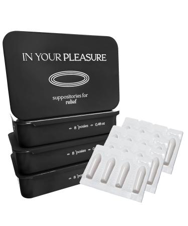 In Your Pleasure's Relief | All-Natural Moisturizing Vaginal & Rectal Suppositories with Hemp Magnesium Cocoa Butter & Coconut Oil | Fast Relief Pelvic Discomfort Intimate Skincare Vitamins - 8 Count