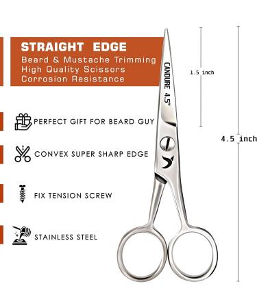 Candure Professional Beard and Moustache Scissors - Stainless Steel Trimming Scissors for Ear, Nose, Eyebrows, and Eyelashes - Buy Online on GoSupps.com