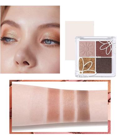 Eyeshadow Makeup Palette | 4 Colors Pigmented Matte and Shimmer Eye Shadow Palette | Highly Pigmented Matte & Shimmer Neutral Eyeshadow Makeup Blendable Lasting Eye Shadow Sillervan 02 - Buy Online on GoSupps.com