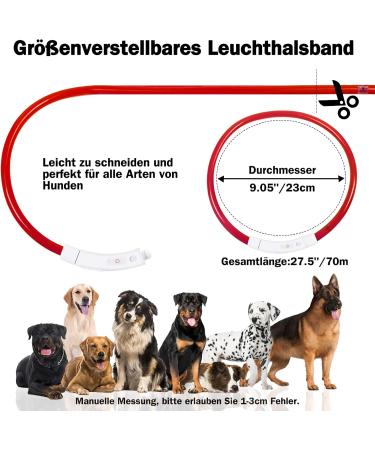 Nepfaivy Light Neck Band for Dogs - USB Charging Waterproof LED Collar with 3 Modes Adjustable Length for Large & Medium Dogs (Red-B) - Buy Online on GoSupps.com