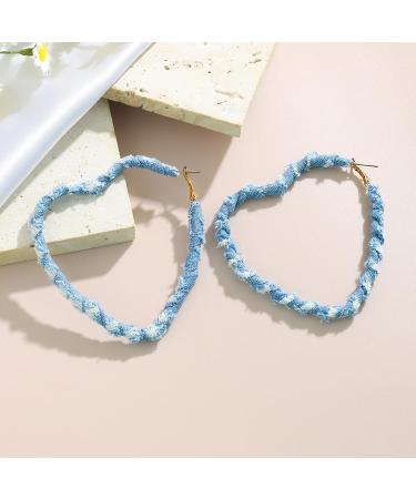 Feyleie Denim Ear Hoops - Stylish Round Earrings for Women & Girls | Exaggerated Winding Jewelry - Buy Online on GoSupps.com